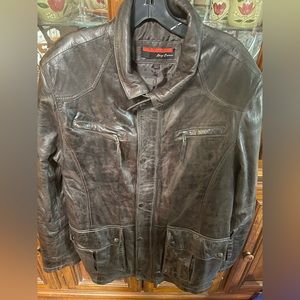 Men’s Large Vintage Traditional Black Lambskin Leather Jacket by Serge Pariente